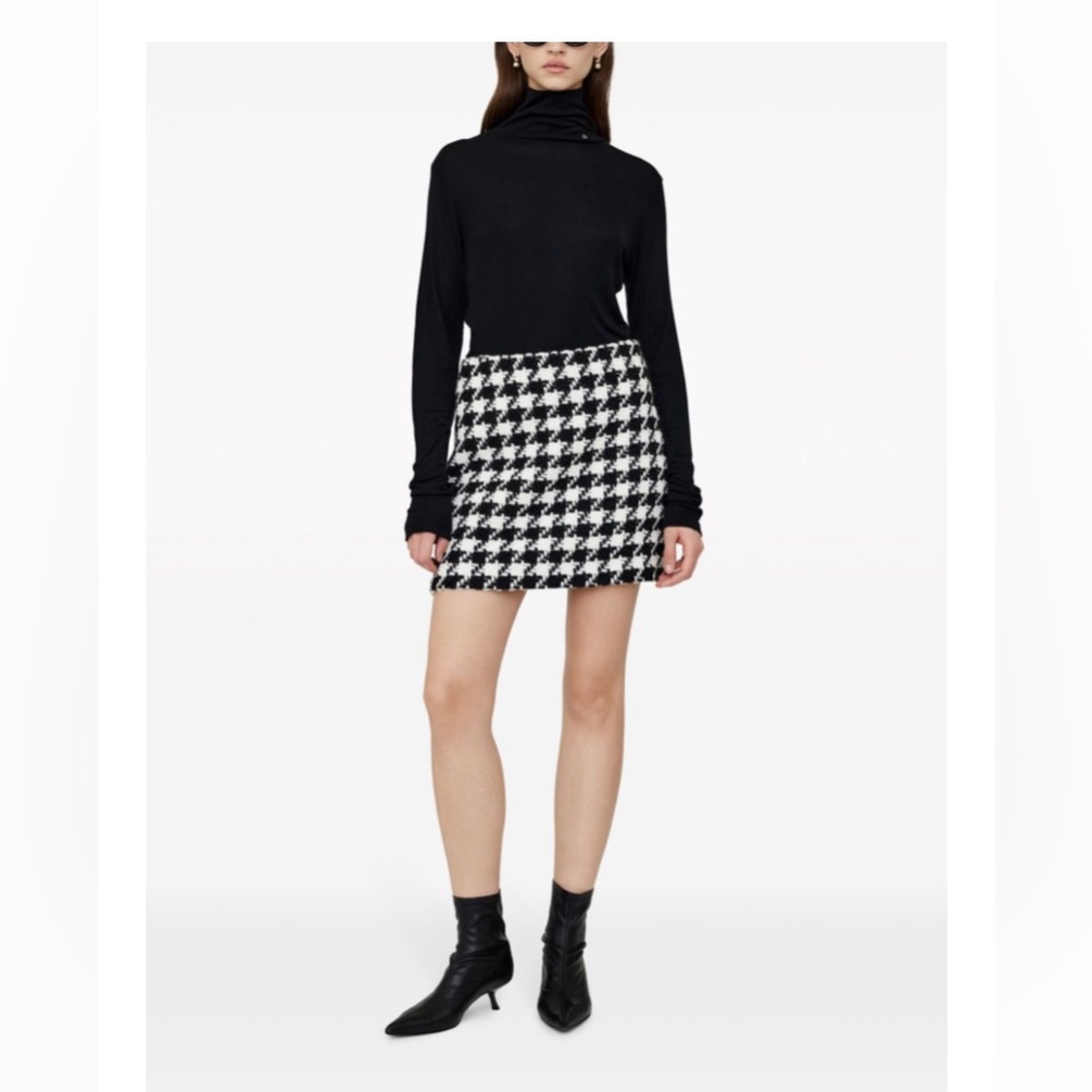 Anine Bing houndstooth pattern mini skirt